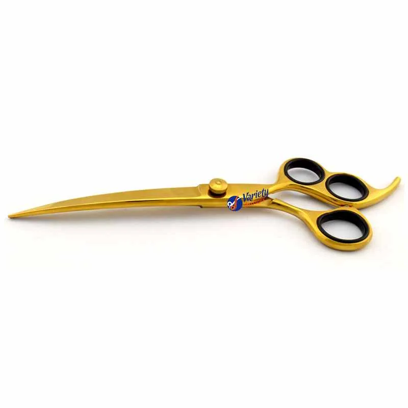 3-Hole Golden Pet Grooming Curved Shears