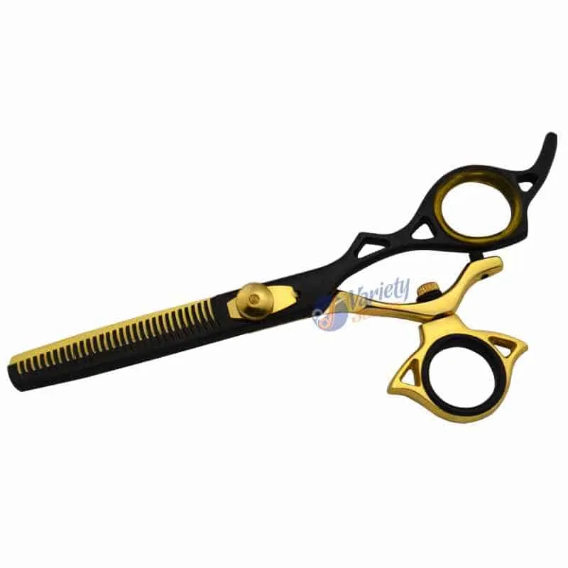 30 teeth Black and golden swivel fancy thinning scissors