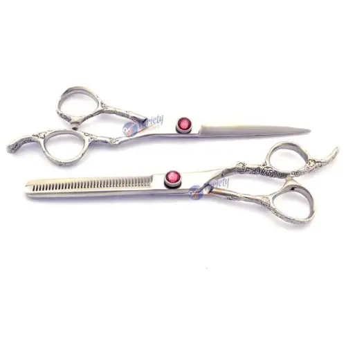 Antique Silver Dragon Handle Hair Thinning Scissors