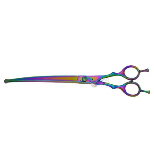Ball Tip Rainbow Titanium Curved Grooming Scissors
