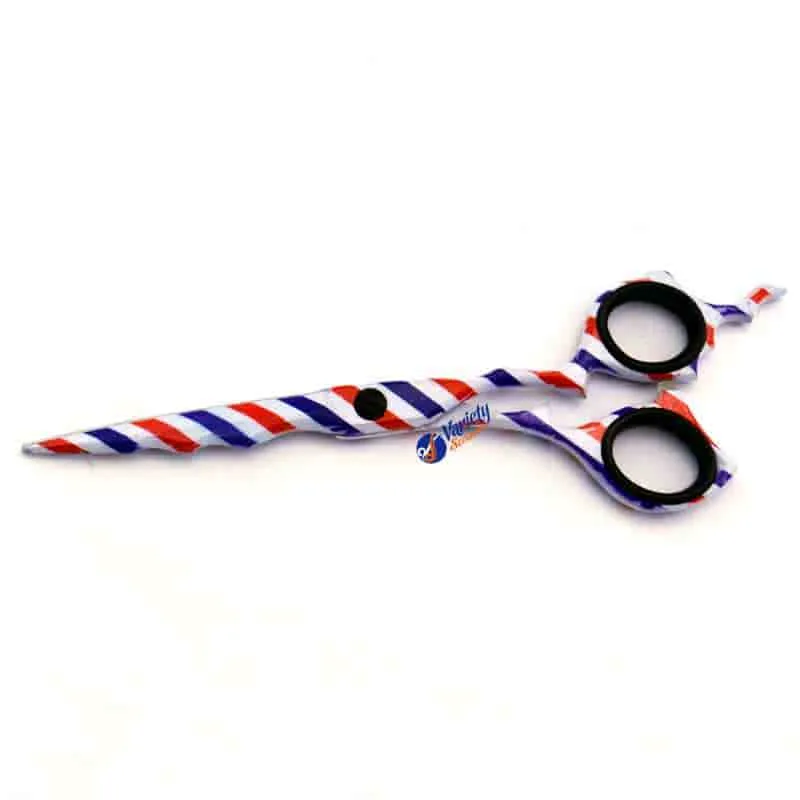 Barber pole hair scissors