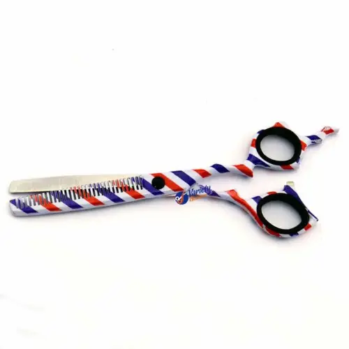 Barber pole hair thinning scissors