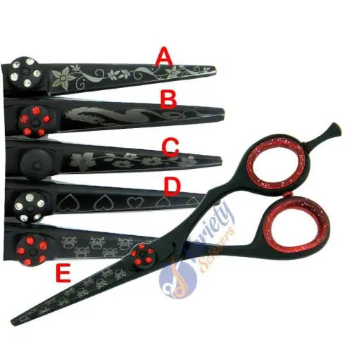 Black Laser Graphics Hair Scissors