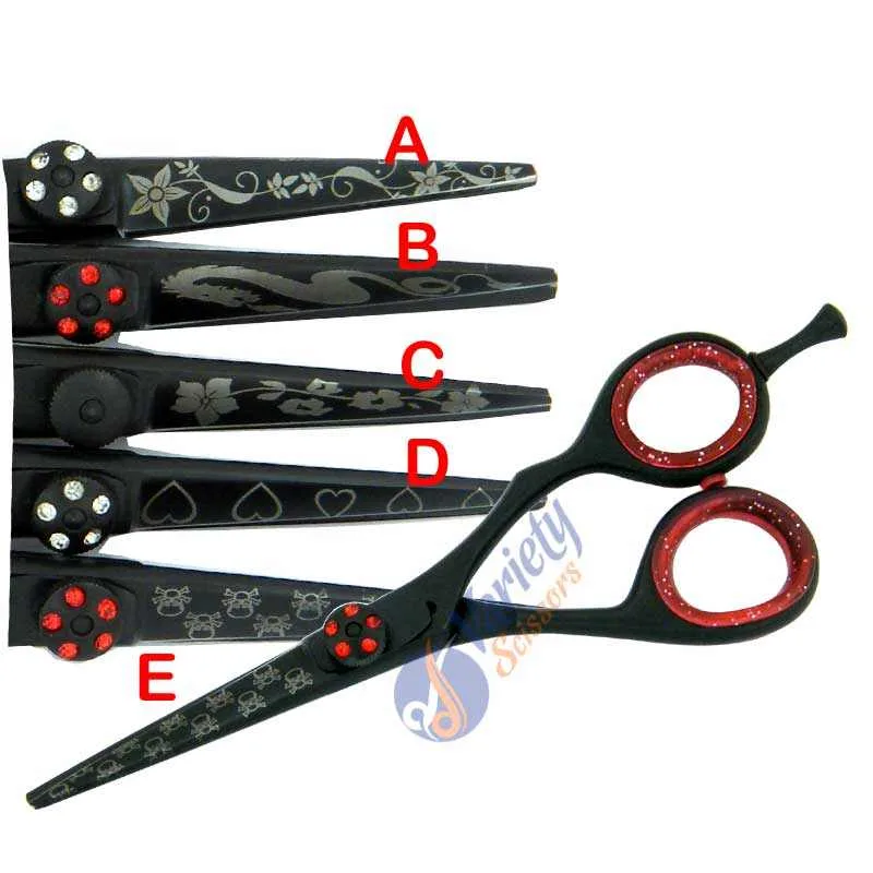 Black Laser Graphics Hair Scissors