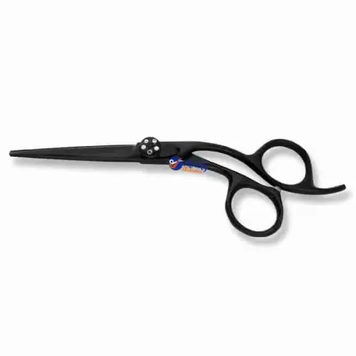 Crane offset black barber scissors