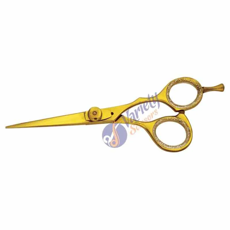Golden Titanium Offset Hair Stylist Scissors - VS-126G