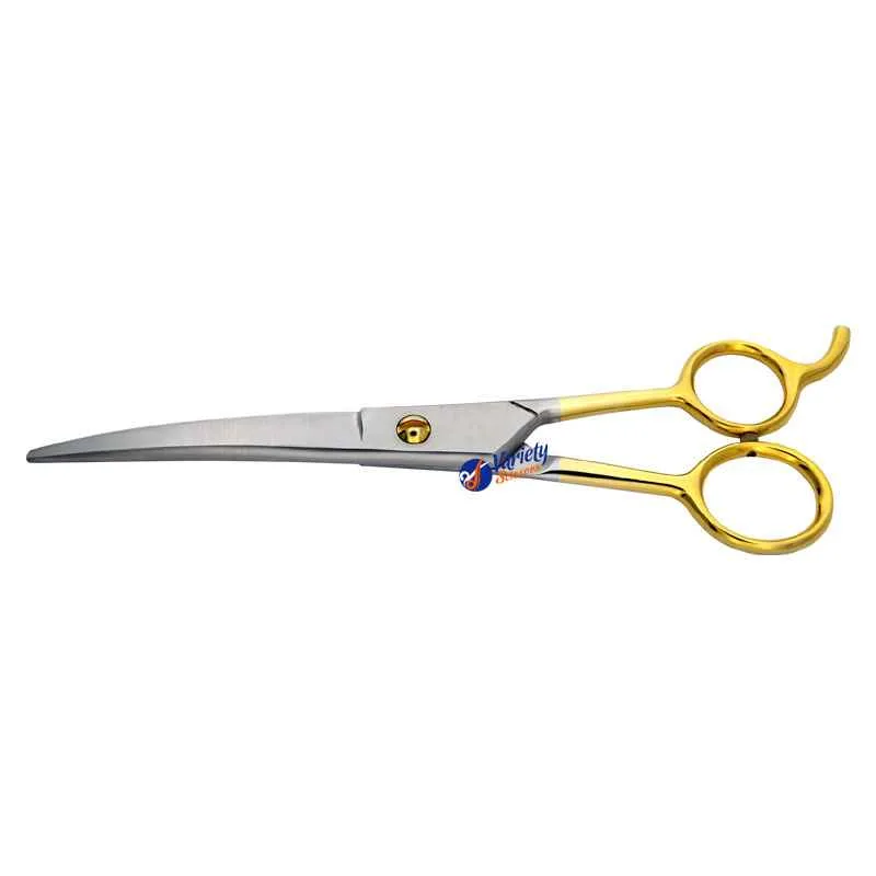 Half Golden Curved Pet Grooming Shears