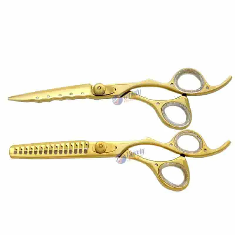 Jeweled golden hair scissors set
