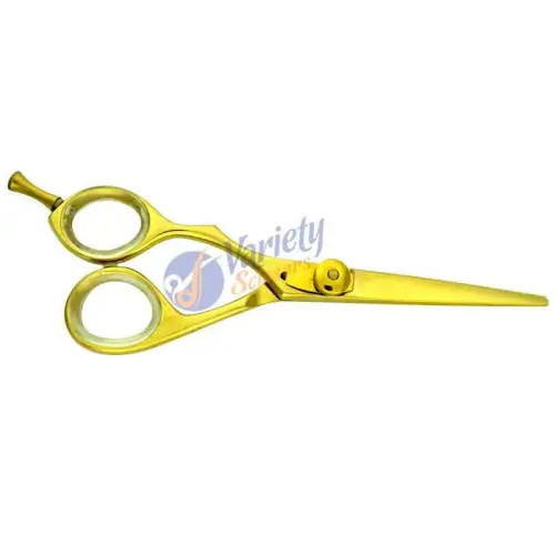 Left-Handed Golden Titanium Hair Stylist Scissors