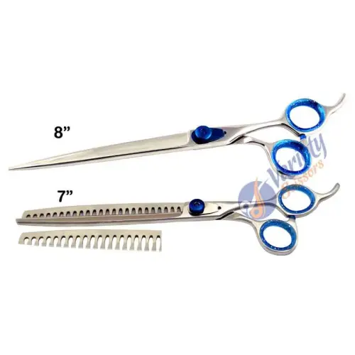Lightweight Dog Grooming Shears Set ? Blue Screw