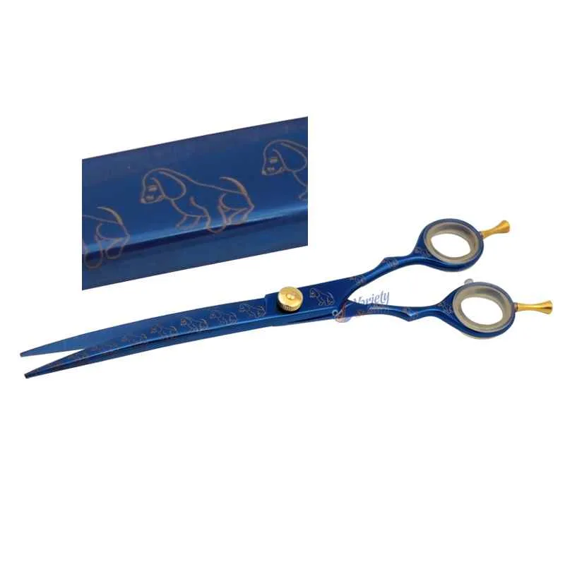 Princess Blue Curved Grooming Scissors