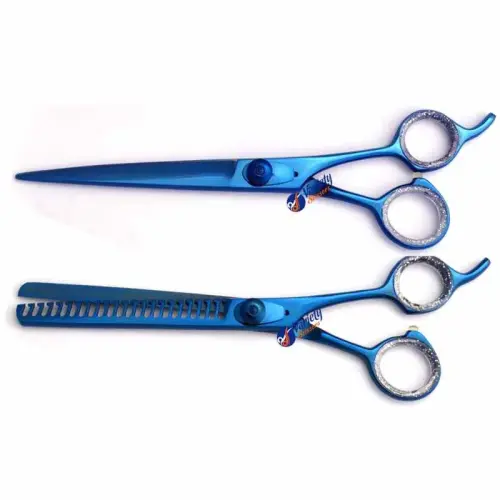 Professional Blue titanium Finish Grooming Scissors Set