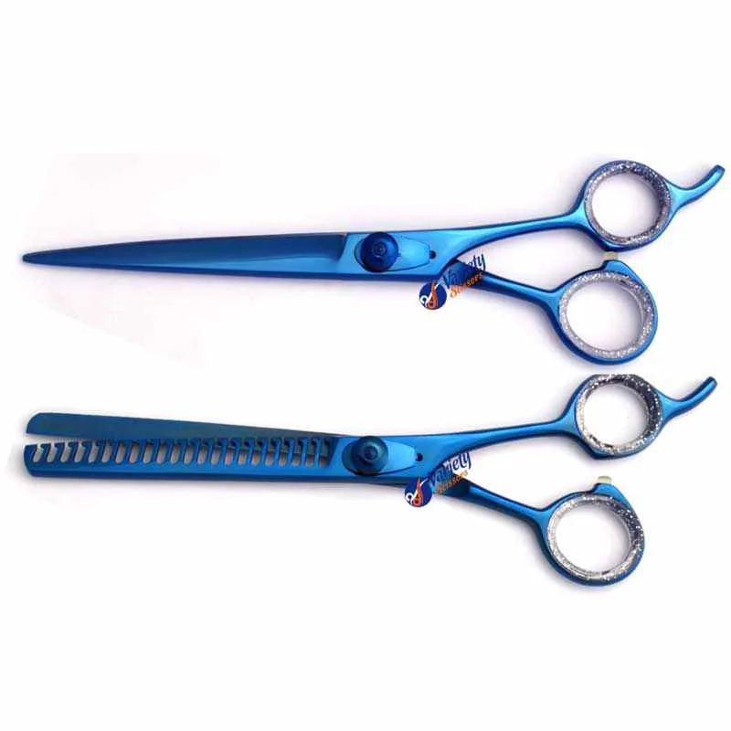 Professional Blue titanium Finish Grooming Scissors Set