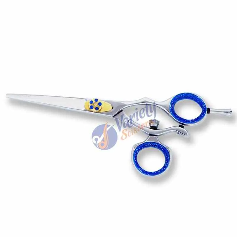 Professional Swivel Thumb Barber Scissors Blue Jewel