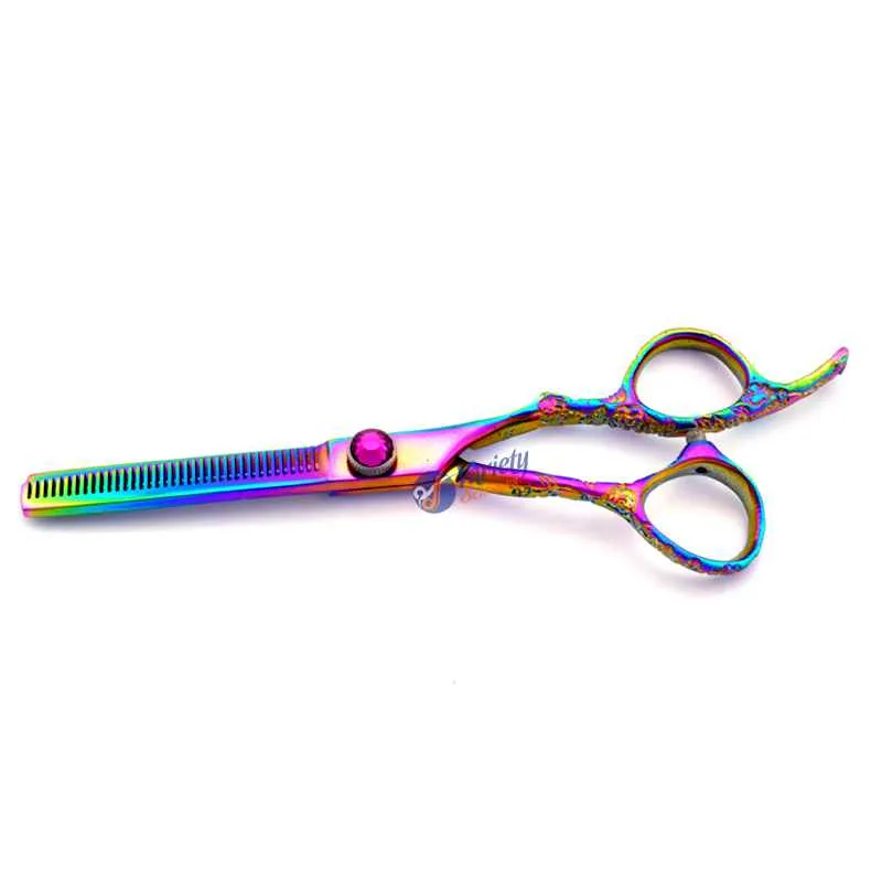 Rainbow Titanium Dragon Handle Hair Thinning Scissors