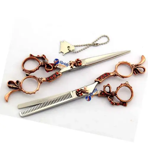 Vintage Rose Gold Butterfly Hair Scissors Set