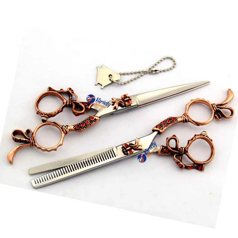 Vintage Rose Gold Butterfly Hair Scissors Set